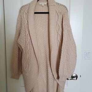Forever 21 Long Cream Knit Duster Cardigan Size M